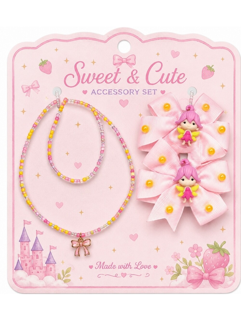 Princess Fairy Pixie Hair Bows Necklace Bracelet Accessories Handmade New